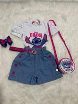 Conjunto infantil menina blogueirinha 4 peças 1 a 10 anos acompanha Bolsa e cinto - SHEMIX KIDS