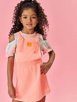 Conjunto Infantil Menina Blusa Borboletas E Salopete Laranja Neon Mundo Cinti Conjunto Infantil Menina Blusa Borboletas E Salopete Laranja Neon Mundo Cinti