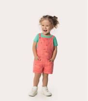 Conjunto Infantil Menina Blusa Botonê e Jardineira em Algodão - MALWEE Conjunto Infantil Menina Blusa Botonê e Jardineira em Algodão - MALWEE