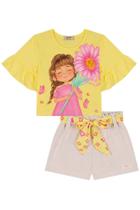 Conjunto Infantil Menina Blusa Boxy Amarela/Short Kukiê Conjunto Infantil Menina Blusa Boxy Amarela/Short Kukiê