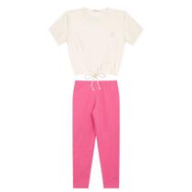 Conjunto Infantil Menina, Blusa Cadarço MM Off E Legging Rosa Conjunto Infantil Menina, Blusa Cadarço MM Off E Legging Rosa