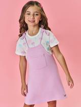 Conjunto Infantil Menina Blusa Coqueiros E Salopete Lilás Mundo Cinti