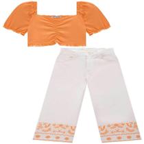 Conjunto Infantil Menina Blusa Cropped e Calça Pantacourt