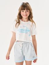 Conjunto Infantil Menina Blusa Cropped E Short Amazing Natural E Azul Cinti Conjunto Infantil Menina Blusa Cropped E Short Amazing Natural E Azul Cinti