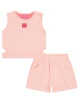 Conjunto Infantil Menina Blusa Cropped E Short Quadriculado Laranja Neon Cinti