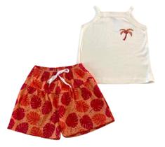 Conjunto Infantil Menina Blusa De Alça Com Aplique E Shorts Conjunto Infantil Menina Blusa De Alça Com Aplique E Shorts