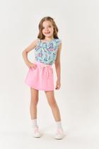 Conjunto Infantil Menina Blusa Dino E Short Azul Mundo Cinti Conjunto Infantil Menina Blusa Dino E Short Azul Mundo Cinti