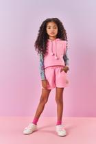 Conjunto Infantil Menina Blusa Dino, Short E Colete Rosa Mundo Cinti Conjunto Infantil Menina Blusa Dino, Short E Colete Rosa Mundo Cinti