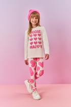 Conjunto Infantil Menina Blusa E Legging Corações Rosa Cinti Conjunto Infantil Menina Blusa E Legging Corações Rosa Cinti