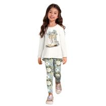 Conjunto Infantil Menina Blusa e Legging em Cotton Confortável Sofisticado Milon 2000790