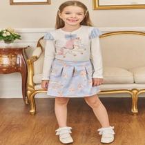 Conjunto Infantil Menina Blusa e Saia em Cetim Kukiê