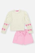 Conjunto Infantil Menina Blusa E Short Corações Rosa Mundo Cinti Conjunto Infantil Menina Blusa E Short Corações Rosa Mundo Cinti