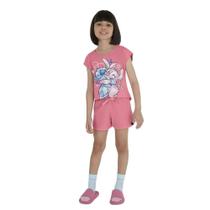 Conjunto Infantil Menina Blusa E Short Lilo & Stitch- Malwee Conjunto Infantil Menina Blusa E Short Lilo & Stitch- Malwee