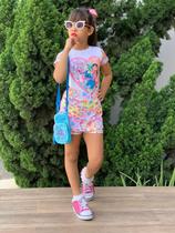Conjunto Infantil Menina Blusa e Short Saia Stitch Verão