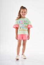 Conjunto infantil menina blusa e short (verde) up baby