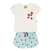 Conjunto Infantil Menina Blusa e Short Xadrez Tomatinhos Jaca Lelé Conjunto Infantil Menina Blusa e Short Xadrez Tomatinhos Jaca Lelé