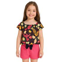 Conjunto Infantil Menina Blusa e Shorts Algodão Kyly