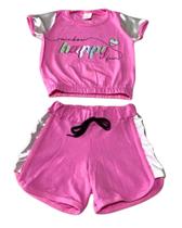 Conjunto Infantil Menina Blusa E Shorts Efeito Holográfico