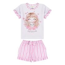 Conjunto Infantil Menina Blusa e Shorts Lacinho Fantoni