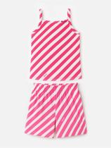 Conjunto Infantil Menina Blusa e Shorts Listras Rosa Bimbi Conjunto Infantil Menina Blusa e Shorts Listras Rosa Bimbi