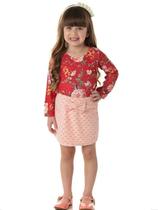 Conjunto Infantil Menina Blusa Em Boulevard E Saia Em Pêlo Com Short - Pic Nic