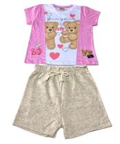 Conjunto Infantil Menina Blusa Estampa De Urso E Shorts Conjunto Infantil Menina Blusa Estampa De Urso E Shorts