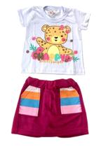 Conjunto Infantil Menina Blusa Estampa E Shorts Saia - Império Kids
