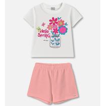 Conjunto Infantil Menina Blusa Estampa Flores e Shorts Bimbi Conjunto Infantil Menina Blusa Estampa Flores e Shorts Bimbi