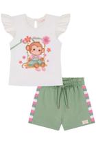 Conjunto Infantil Menina Blusa Macaquinha e Shorts Kukiê Conjunto Infantil Menina Blusa Macaquinha e Shorts Kukiê