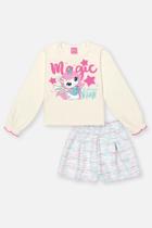 Conjunto Infantil Menina Blusa Magic E Short Azul Mundo Cinti Conjunto Infantil Menina Blusa Magic E Short Azul Mundo Cinti