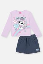 Conjunto Infantil Menina Blusa Magic E Short-Saia Lilás Mundo Cinti