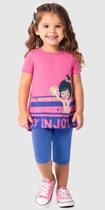 Conjunto Infantil Menina, Blusa Manga Curta e Bermuda Ciclista Malwee Kids