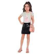 Conjunto Infantil Menina Blusa Manga Curta E Short Saia Mundi Conjunto Infantil Menina Blusa Manga Curta E Short Saia Mundi