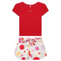 Conjunto Infantil Menina Blusa Manga Curta /Short Somnii