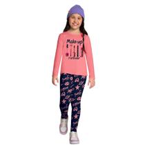 Conjunto Infantil Menina Blusa Meia Malha e Legging em Cotton Confortável Sofisticado Kyly 1000785 Conjunto Infantil Menina Blusa Meia Malha e Legging em Cotton Confortável Sofisticado Kyly 1000785