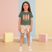 Conjunto Infantil Menina Blusa Meia Malha e Short Moletinho Confortavel Moderno Brandili 26613 Conjunto Infantil Menina Blusa Meia Malha e Short Moletinho Confortavel Moderno Brandili 26613