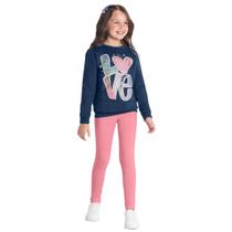 Conjunto Infantil Menina Blusa Moletom Calça Legging Molecotton Confortável Moderno Brandili 56044