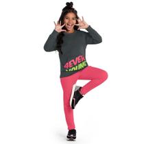Conjunto Infantil Menina Blusa Moletom e Legging Cotton Confortável Moderna Kyly 1000093