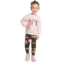 Conjunto Infantil Menina Blusa Moletom Peluciado e Legging em Cotton Confortável Moderno Kyly 1000758
