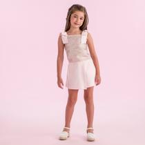 Conjunto Infantil Menina Blusa Paetê/Short Saia Petit Cherie