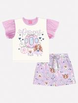 Conjunto Infantil Menina Blusa Princess E Short Lilás Mundo Cinti