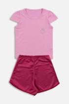 Conjunto Infantil Menina Blusa Rosa e Short Pink - Destak Conjunto Infantil Menina Blusa Rosa e Short Pink - Destak