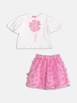 Conjunto Infantil Menina Blusa/Saia Flores Pink Momi Conjunto Infantil Menina Blusa/Saia Flores Pink Momi