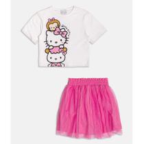 Conjunto Infantil Menina Blusa/Saia Tule Hello Kitty Momi