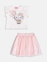 Conjunto Infantil Menina Blusa/Saia Tule Momi Hello Kitty