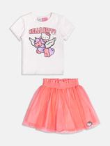 Conjunto Infantil Menina Blusa/Saia Tule Momi Hello Kitty