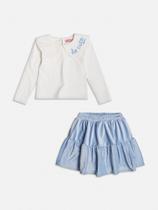 Conjunto Infantil Menina Blusa/Saia Veludo Canelado Momi