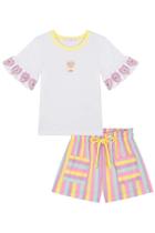 Conjunto Infantil Menina Blusa /Short Listrado Kukiê Conjunto Infantil Menina Blusa /Short Listrado Kukiê