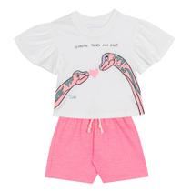 Conjunto Infantil Menina Blusa/Short Rosa Dino Jaca Lelé Conjunto Infantil Menina Blusa/Short Rosa Dino Jaca Lelé
