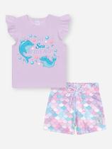 Conjunto Infantil Menina Blusa Short Sea Lilás Cinti Conjunto Infantil Menina Blusa Short Sea Lilás Cinti